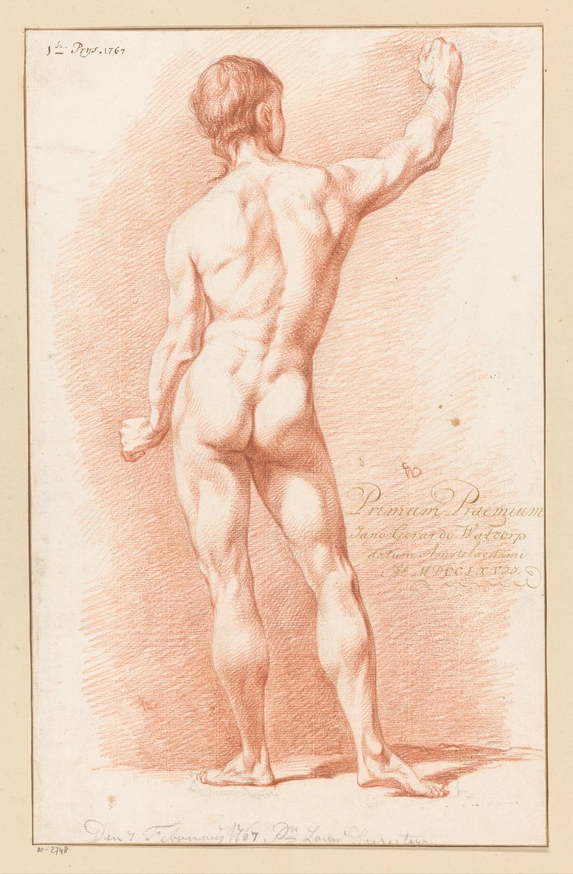 Seisova miesalasti, takaa katsottuna (1. palkinto 1767) tekijältä Jan Gerard Waldorp