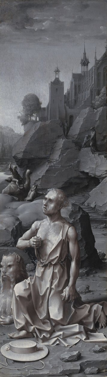 Saint Jerome Peniten [oikea paneeli], n. 15091512. tekijältä Jan Gossaert