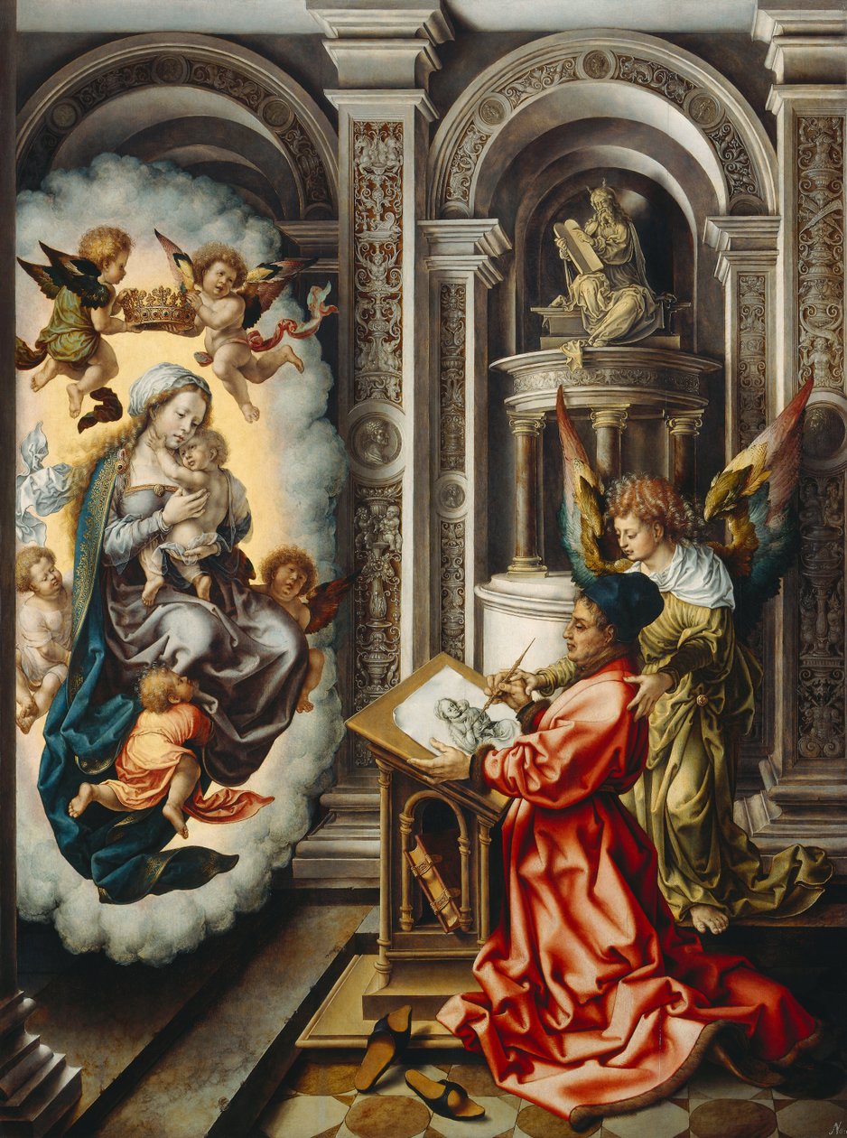 Saksa: Hl. Lukas malt die Madonna Saint Luke maalaus Neitsyt tekijältä Jan Gossaert