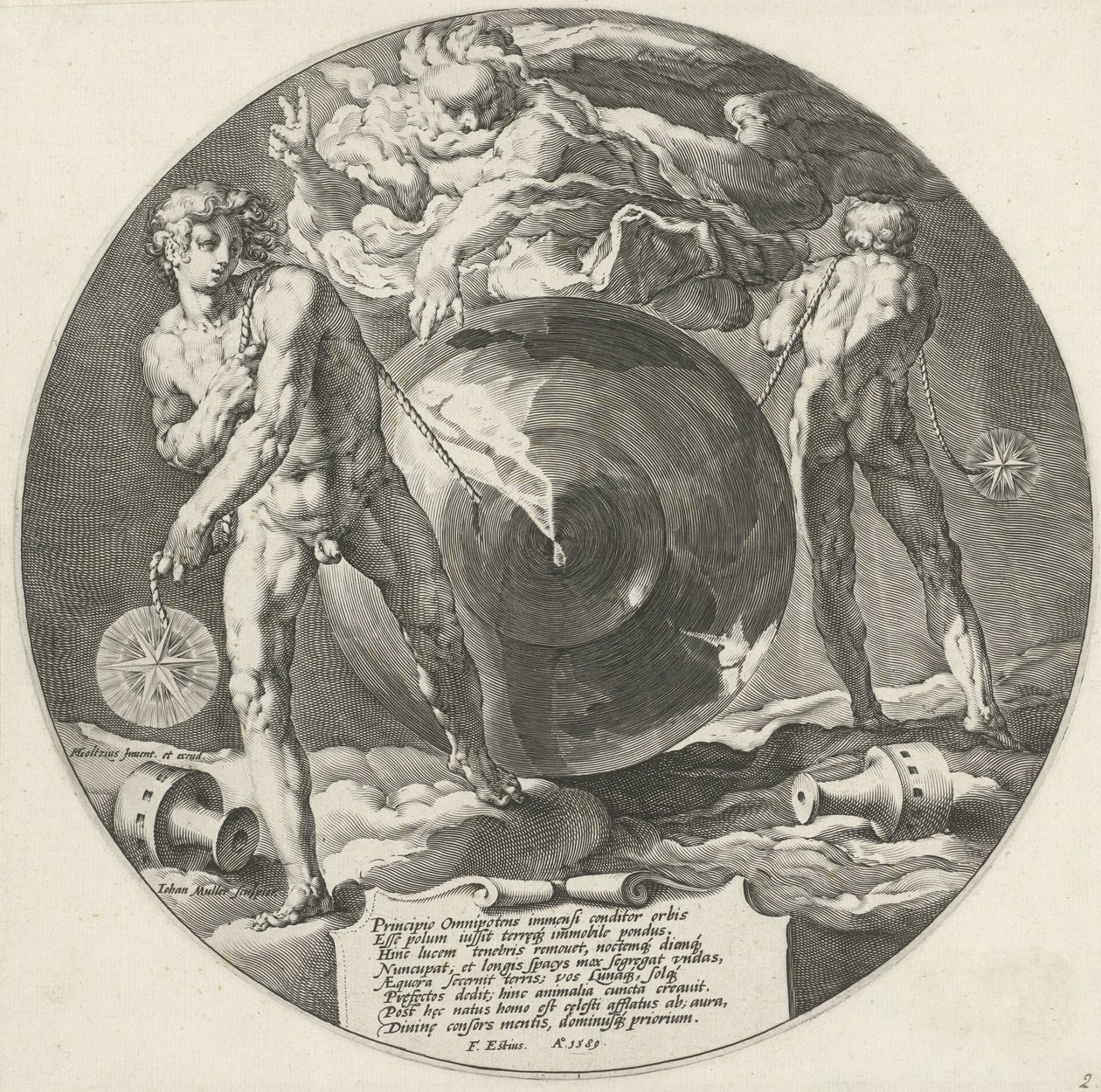 Jumalan Henki leijuu veden päällä Creation of the World (sarjan nimi) tekijältä Jan Harmensz. Muller
