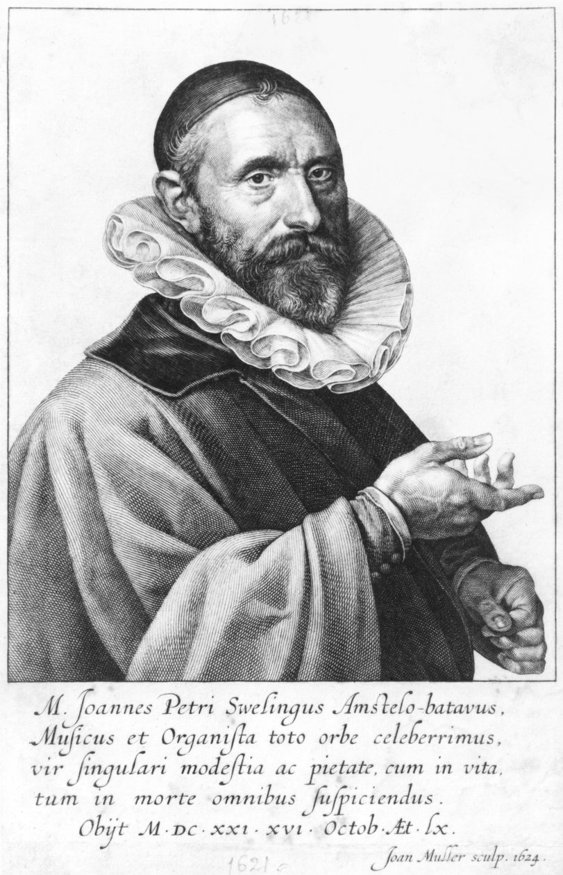 Jan Pieterszoon Sweelinckin muotokuva, 1624 tekijältä Jan Harmensz Muller