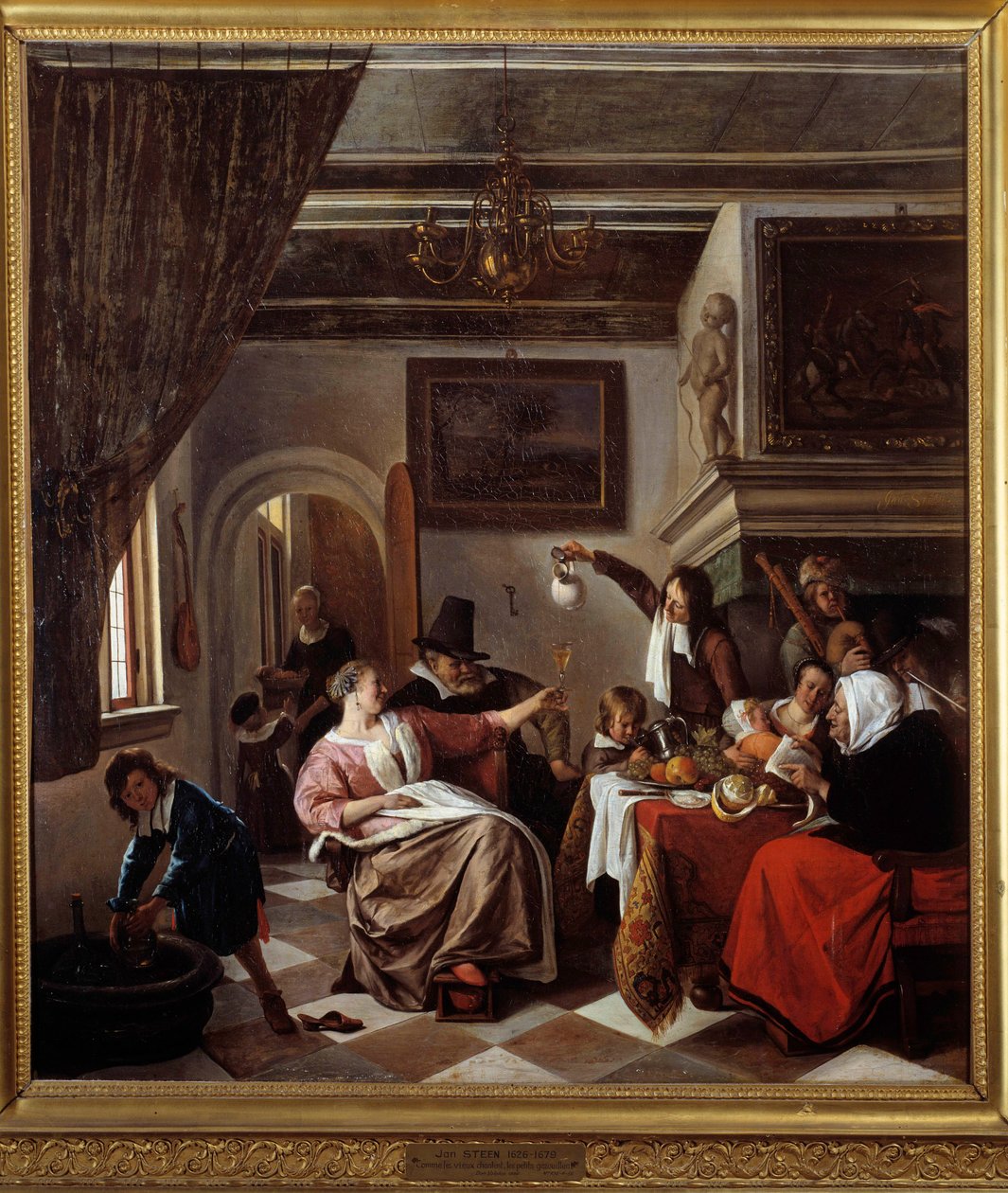 Kuten vanhat laulavat, pienet twiittaavat Jan Steenin maalausta (1626-1679) 1663 Sun. 0,94x0,81 m Montpellier, Musee Fabre tekijältä Jan Havicksz. Steen