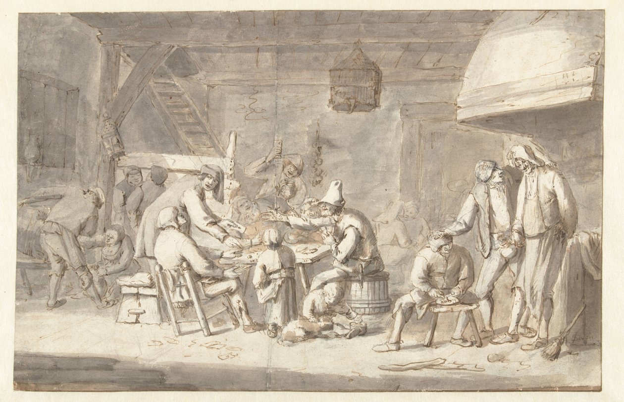 Inn Scene korttisoittimien kanssa tekijältä Jan Havicksz. Steen