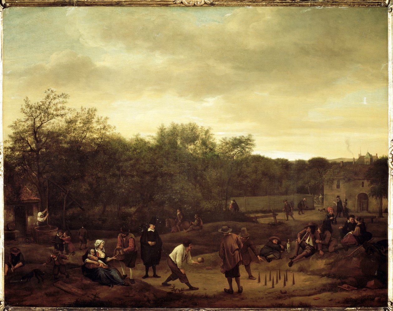Talonpojat pelaavat palloja Hollannissa (maalaus tekijältä Jan Havicksz. Steen