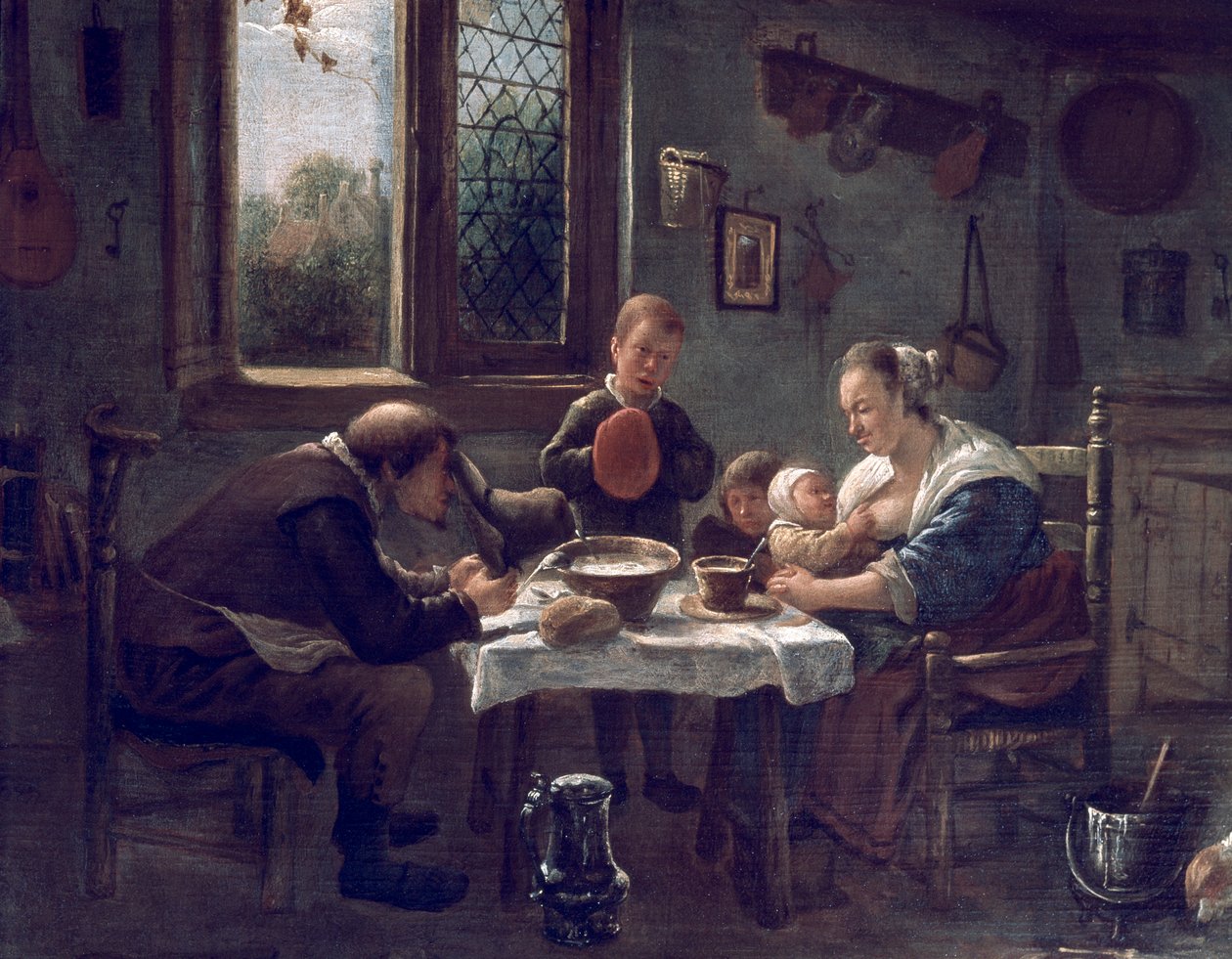 Rukous ennen lounasta, Jan Steen (1626-1679) tekijältä Jan Havicksz. Steen