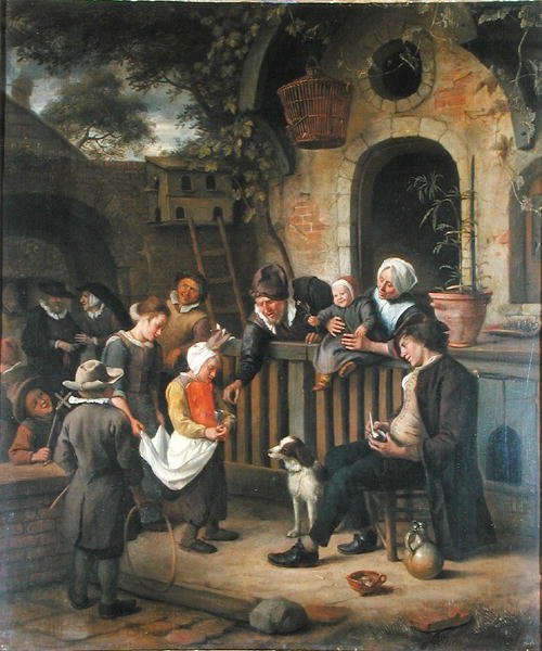 Pieni idiootti (öljy kankaalle) tekijältä Jan Havicksz. Steen