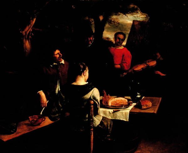 Ateria tai nuori viulisti, n. 1650-60 (paneeli) tekijältä Jan Havicksz. Steen