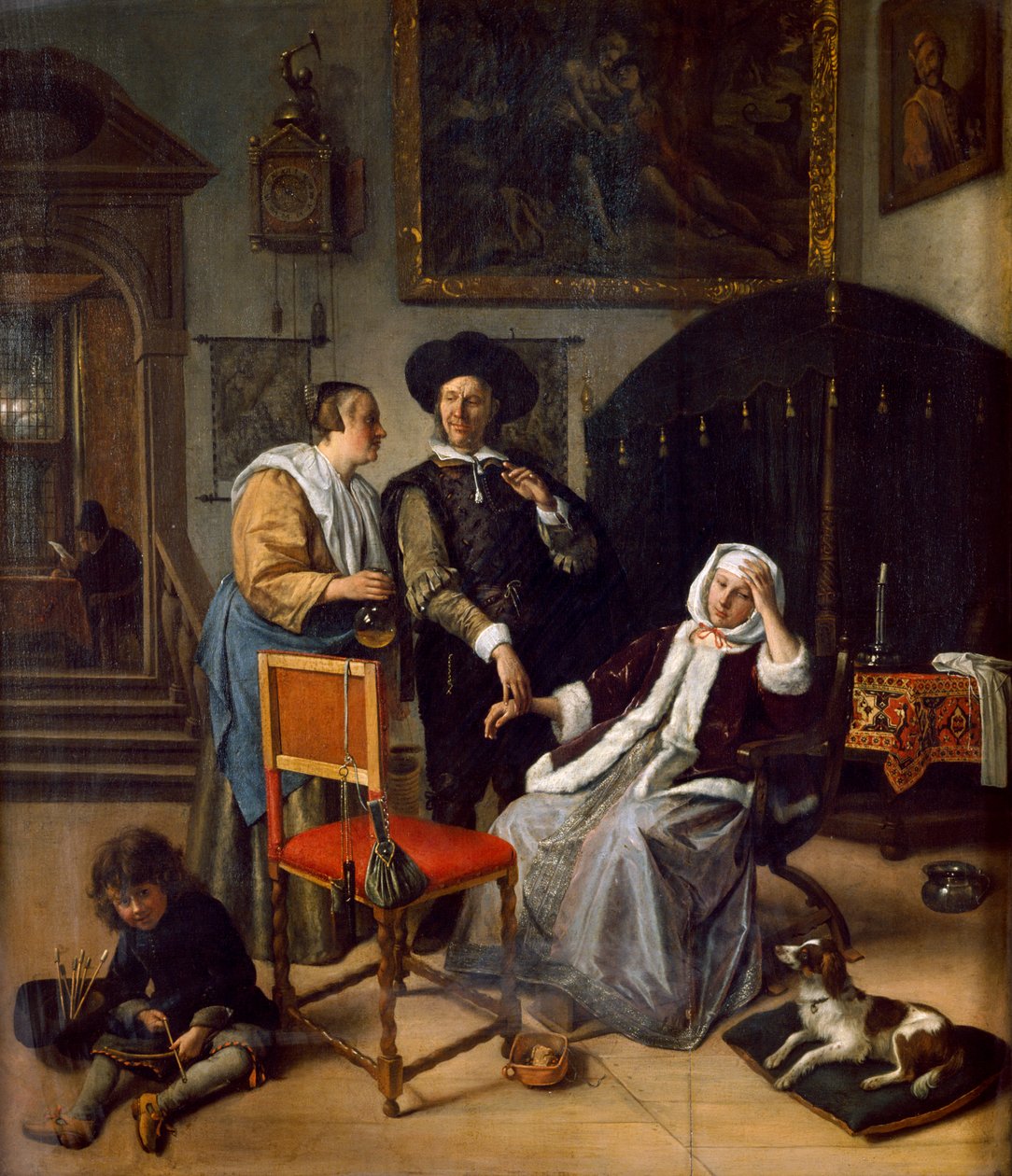 Lääkärin käynti (öljy tammilevylle) tekijältä Jan Havicksz. Steen