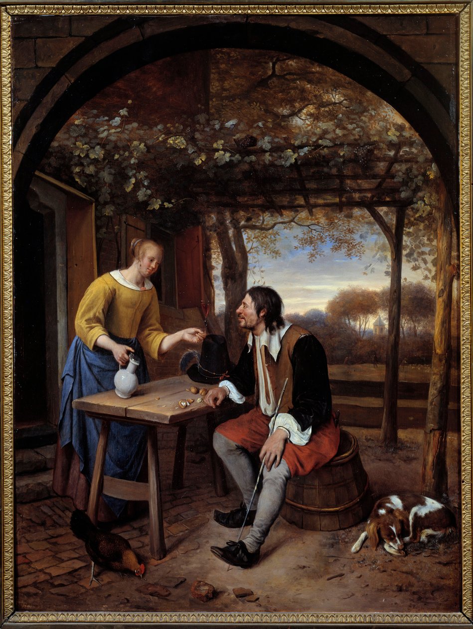 Jan Steenin (1626-1679) maalaus The Rest of the Traveller tekijältä Jan Havicksz. Steen