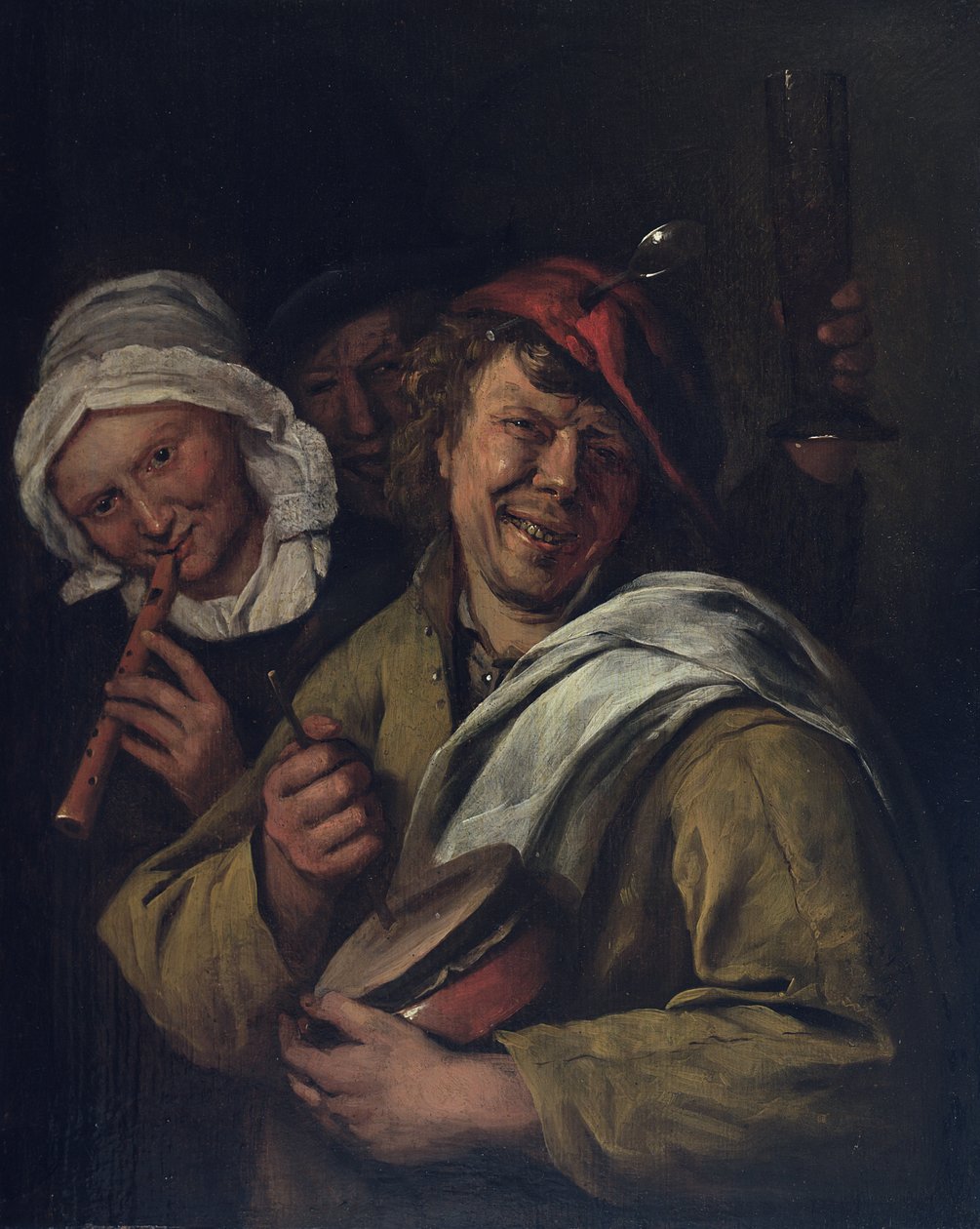 Rommelpot: Sisustus kolmella hahmolla (öljy paneelissa) tekijältä Jan Havicksz. Steen
