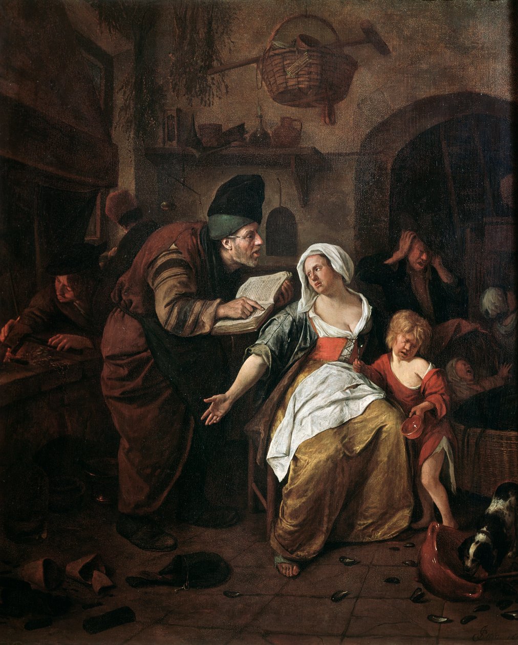 Alkemisti, yksityiskohta (öljy kankaalle tekijältä Jan Havicksz. Steen