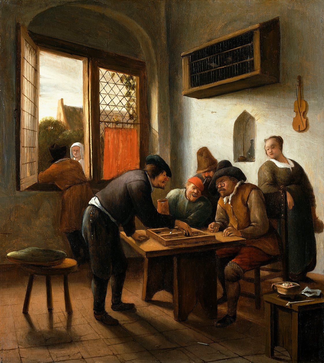 Tric Trac -pelaajat sisätiloissa, tekijältä Jan Havicksz. Steen