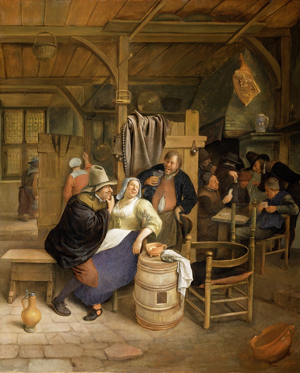 Taverna, jossa on korttipelaajia tekijältä Jan Havickszoon Steen