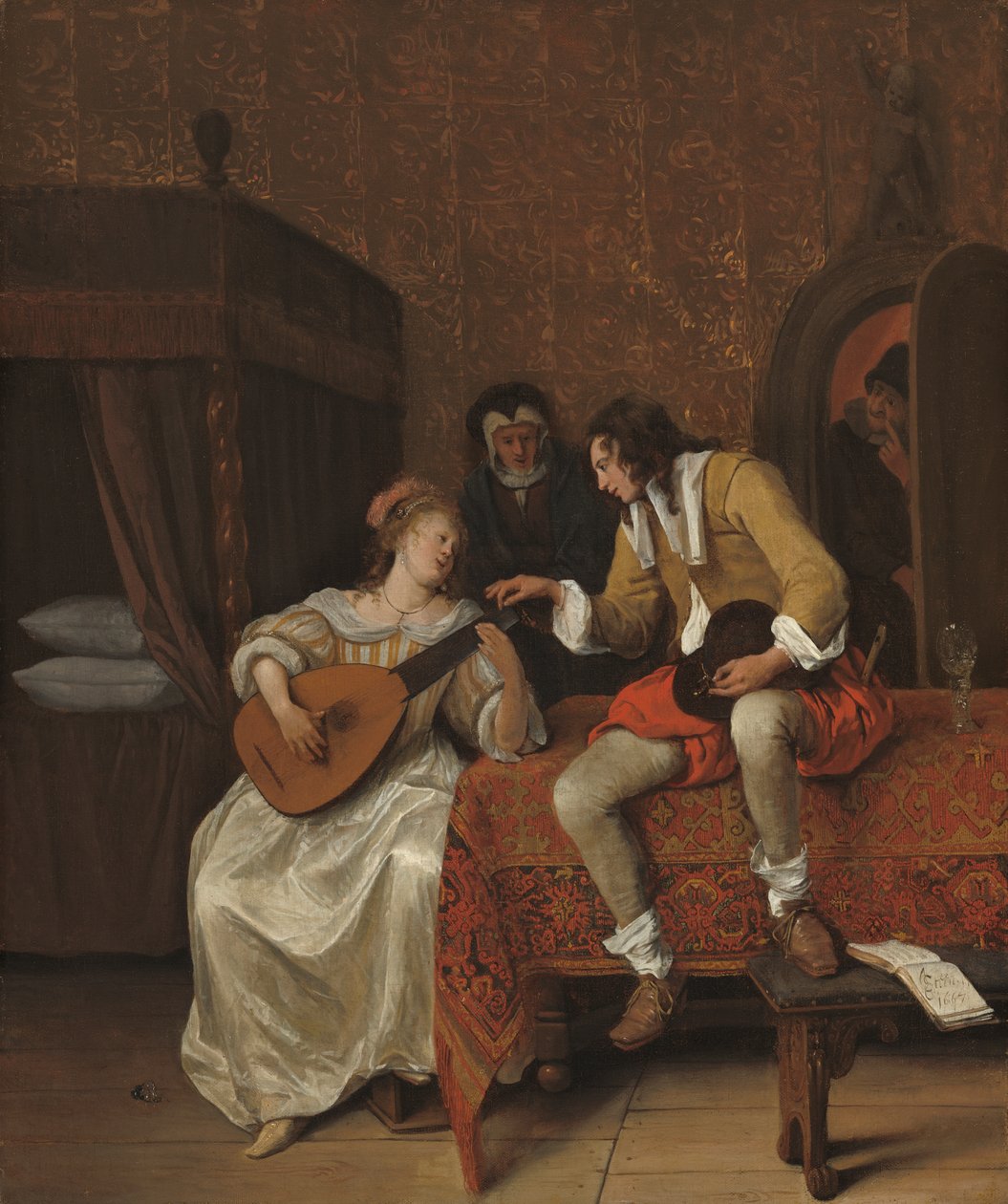Ascagnes ja Lucelle, Musiikkioppitunti, 1667 tekijältä Jan Havickszoon Steen