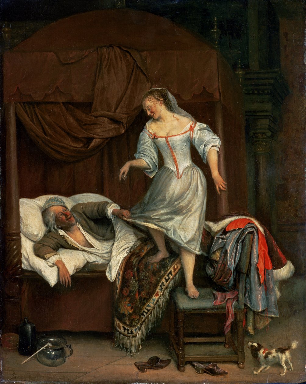Makuuhuoneen kohtaus (paneeli) tekijältä Jan Havickszoon Steen