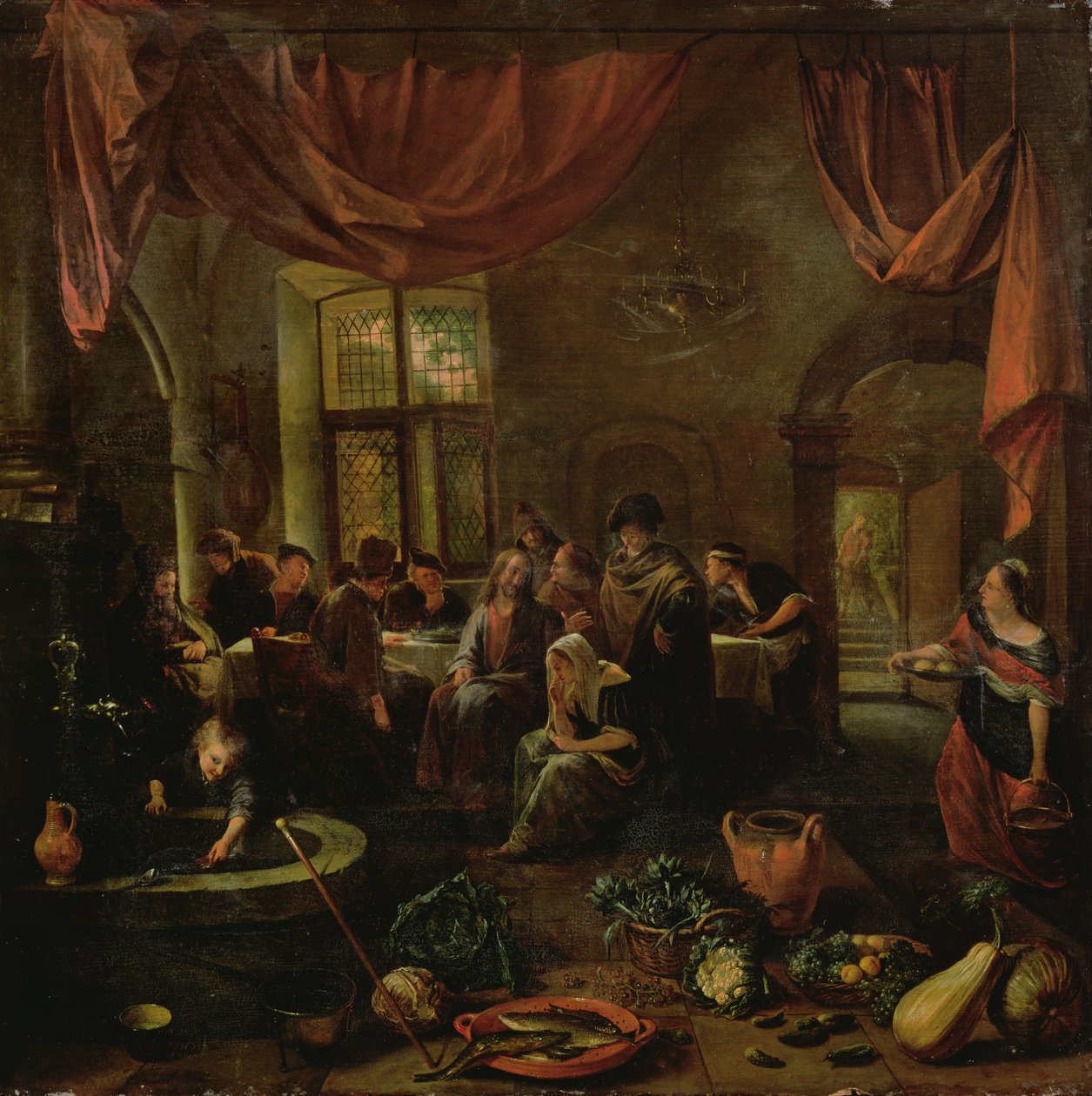 Kristus Martan ja Marian talossa, noin 1655 tekijältä Jan Havickszoon Steen