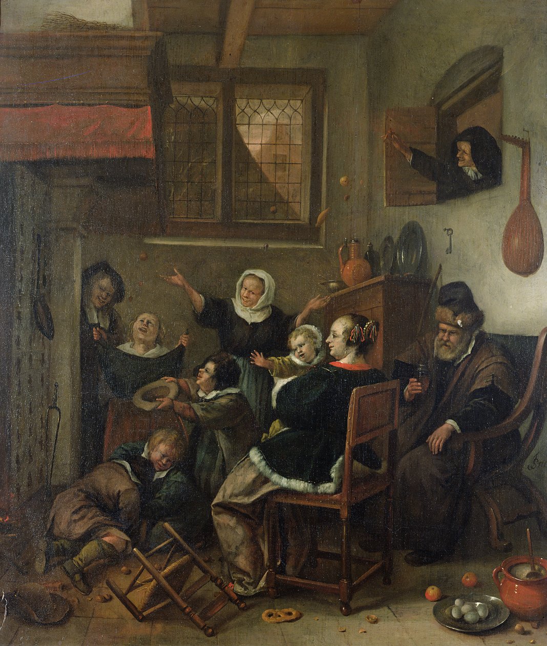 Sisustuskohtaus, n. 1660-70 tekijältä Jan Havickszoon Steen