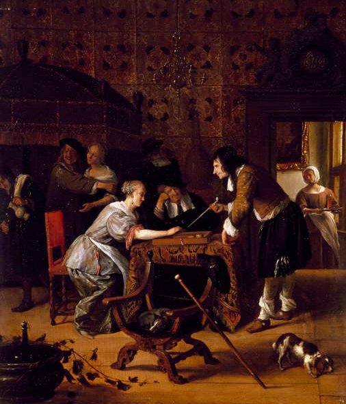 Trick-Trackin pelaaminen, 1667 tekijältä Jan Havickszoon Steen