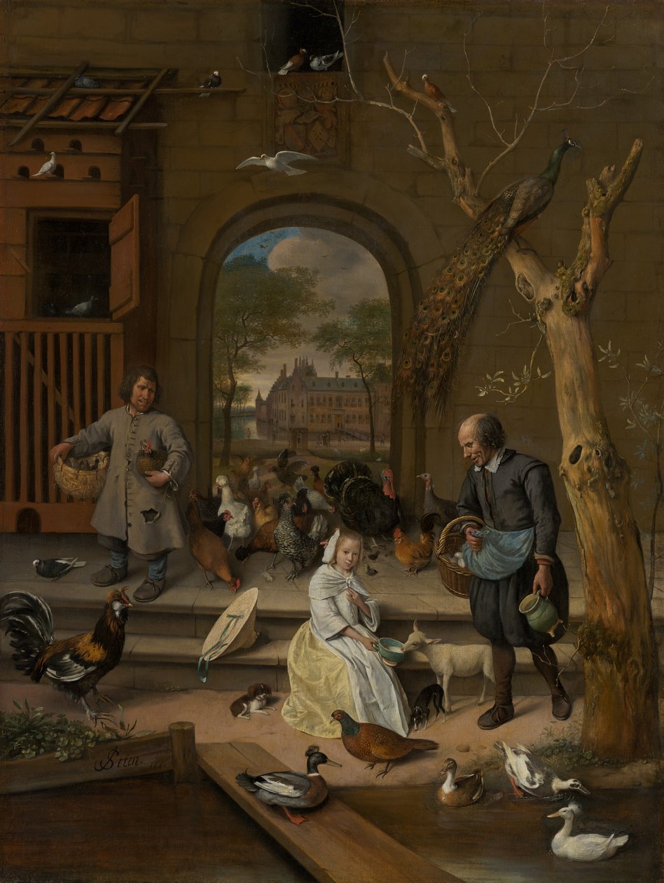 Muotokuva Jacoba Maria van Wassenaerista (1654-1683), joka tunnetaan nimellä The Poultry Yard, 1660 tekijältä Jan Havickszoon Steen