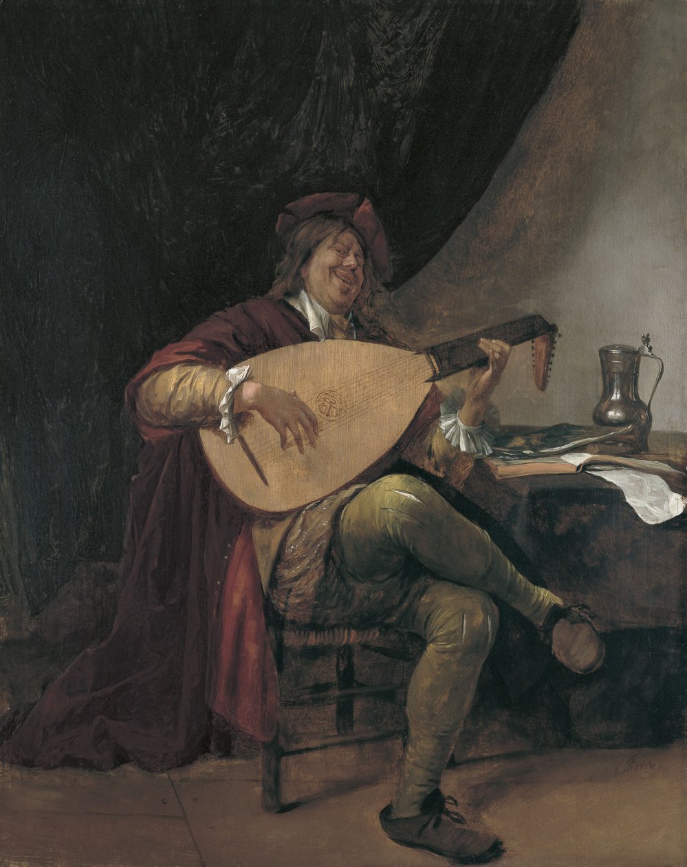 Omakuva luuttua soittamassa, n. 1665 tekijältä Jan Havickszoon Steen