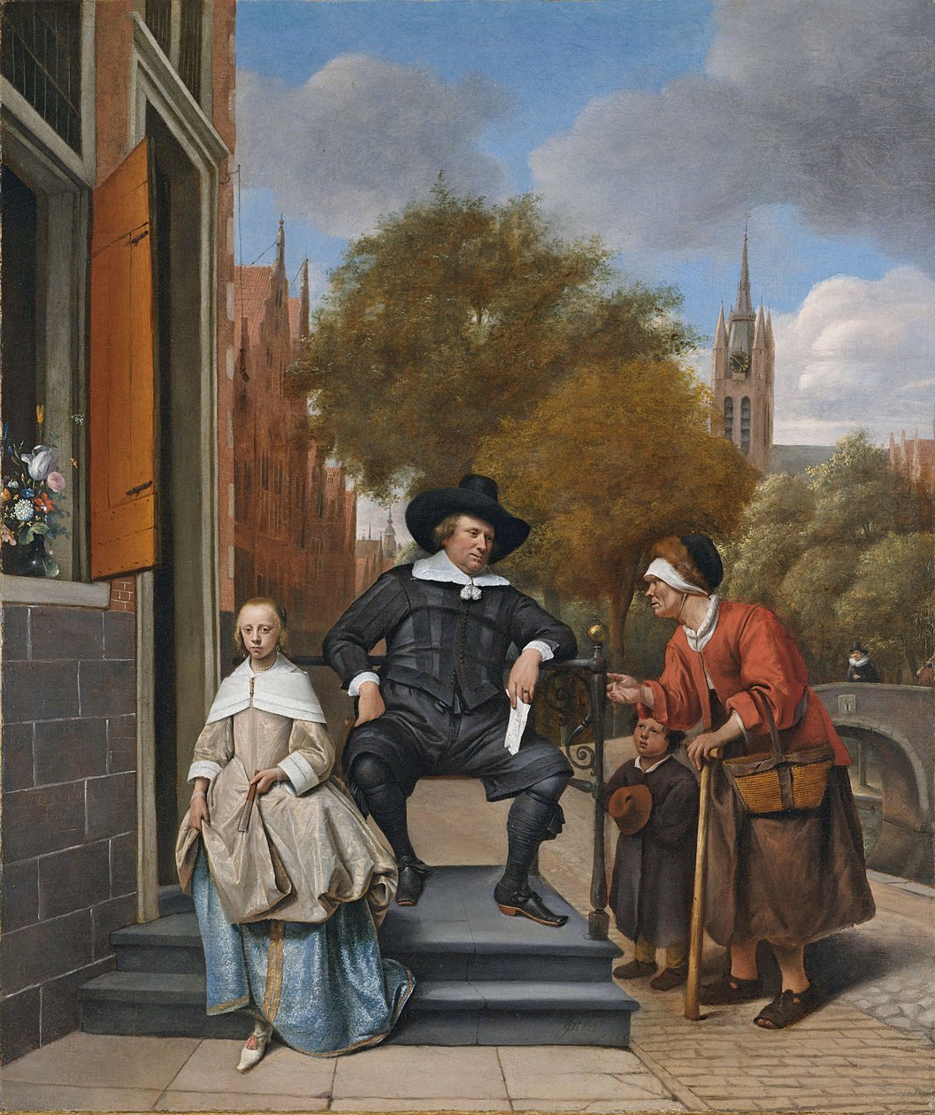 Delftin porvari ja hänen tyttärensä, 1655 tekijältä Jan Havickszoon Steen