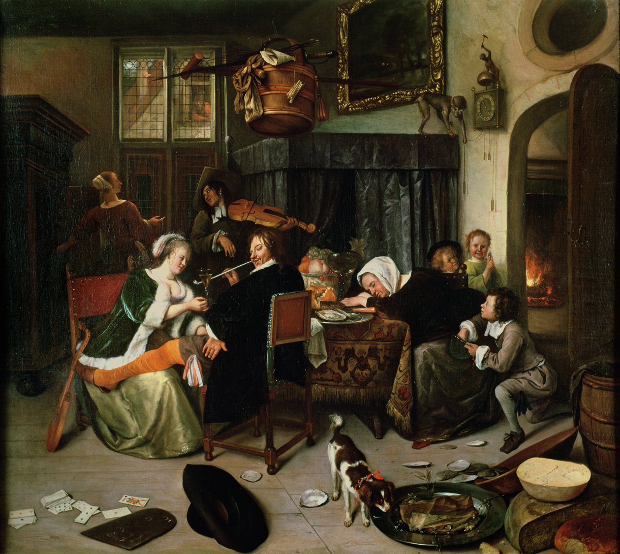 Erotettu kotitalous, 1668 tekijältä Jan Havickszoon Steen