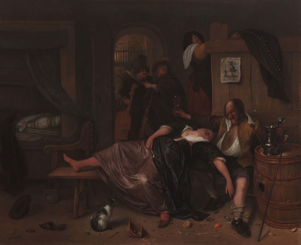 The Drunken Couple, n. 1655-1665 tekijältä Jan Havickszoon Steen