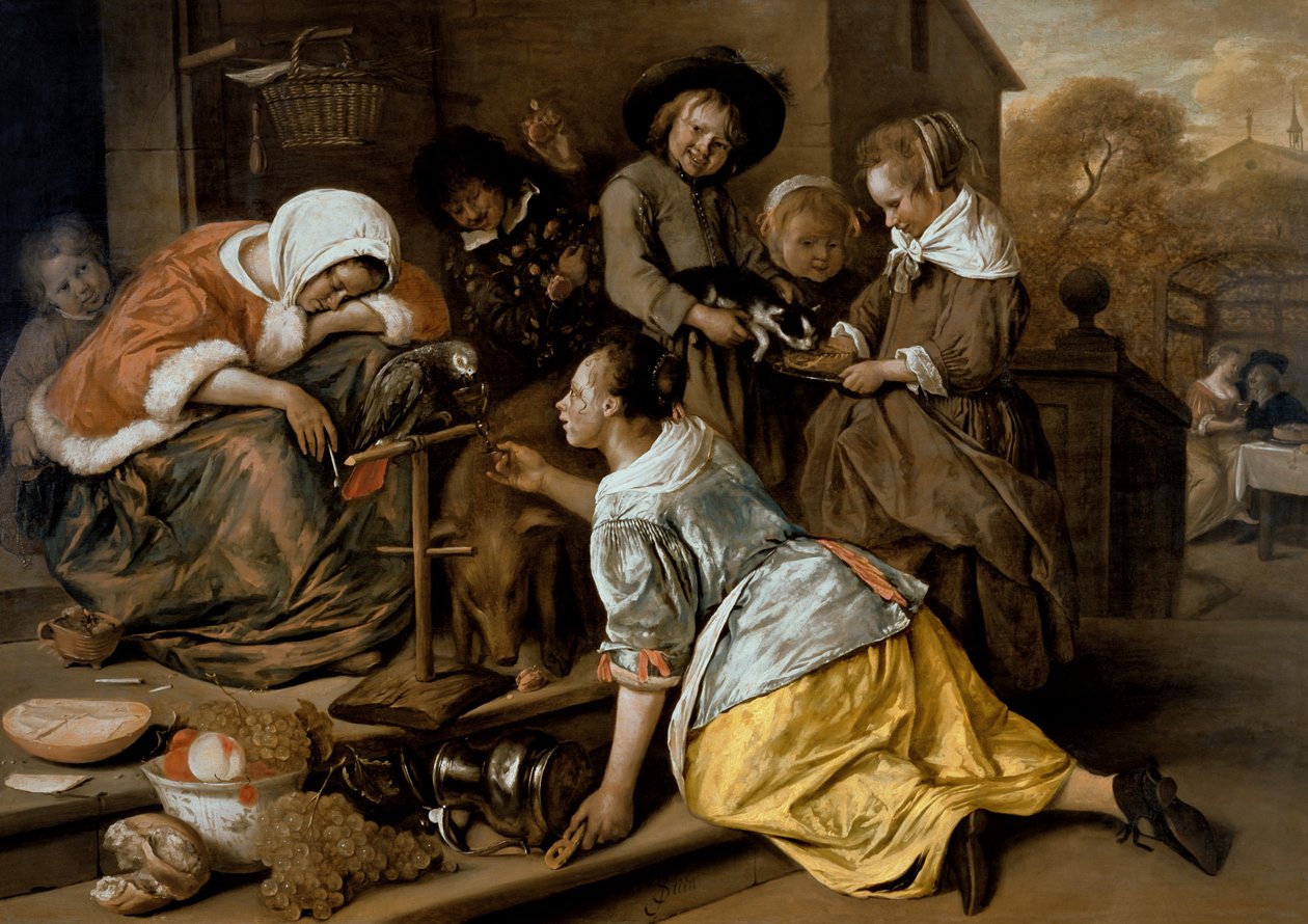 The Effects of Intemperance, n. 1663-65 tekijältä Jan Havickszoon Steen