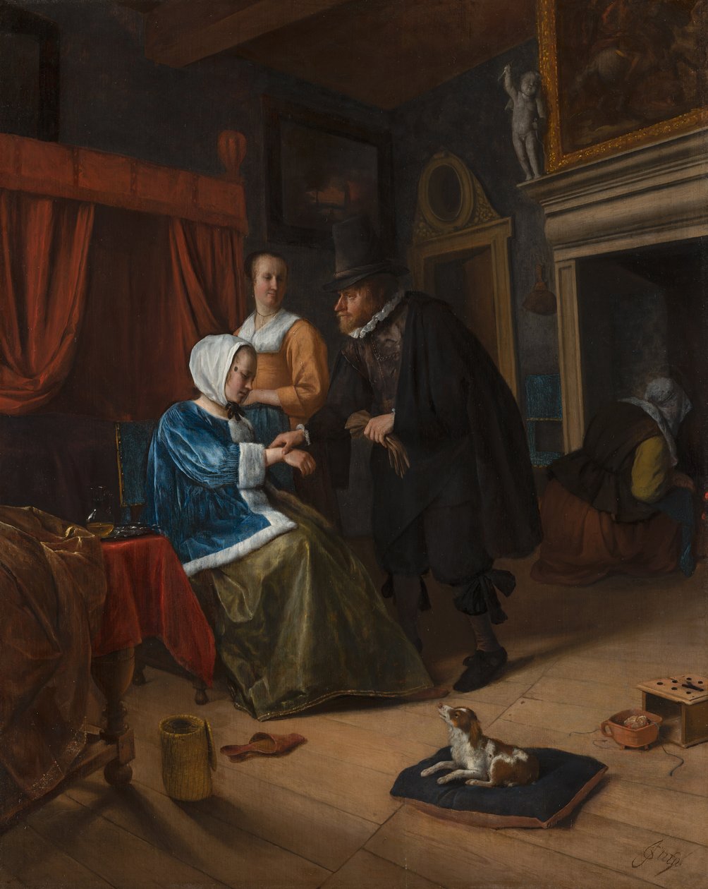 Sairas tyttö, n. 1660 tekijältä Jan Havickszoon Steen