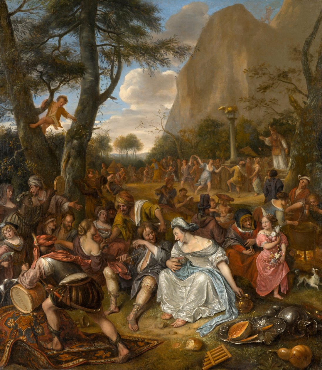 Kultaisen vasikan palvonta, n. 1672-1675 tekijältä Jan Havickszoon Steen