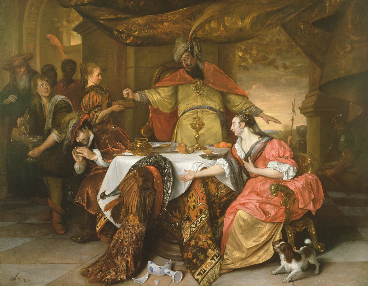 Ahasveruksen viha, noin 1670 tekijältä Jan Havickszoon Steen