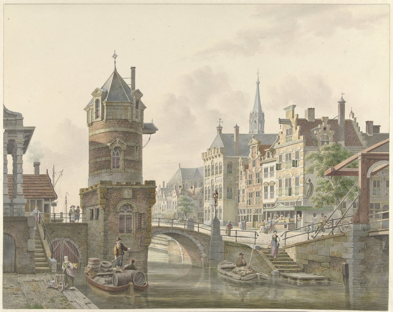 Fossat en un poble amb una torreta per un acabat de pont de pedra tekijältä Jan Hendrik Verheijen