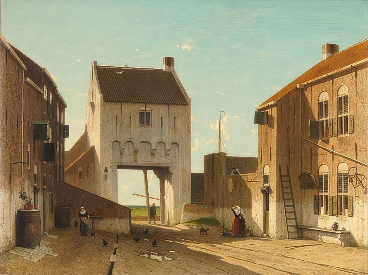 Kaupungin portti Leerdamissa. Noin 1868-70 tekijältä Jan Hendrik Weissenbruch