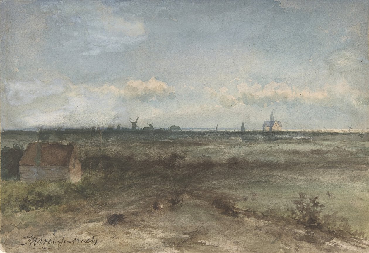 Näkymä Haarlemiin dyyniltä, 1800-luvun puoliväli - 1900-luvun alku. tekijältä Jan Hendrik Weissenbruch