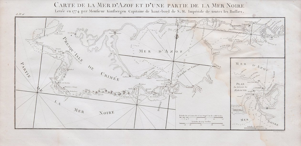 Krimin ja Azovinmeren kartta, 1774 tekijältä Jan Hendrik van Kinsbergen