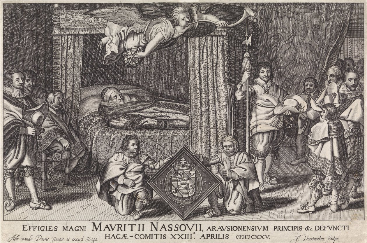 Paradebed van Prins Maurits, 1625 Suuren Maurice Nassouiin, Arausionin prinssin, jne. kuolleen Haag-Comitis XXIII Huhtikuu 1825 (otsikko esineessä) tekijältä Jan Hendriksz. Verstraelen