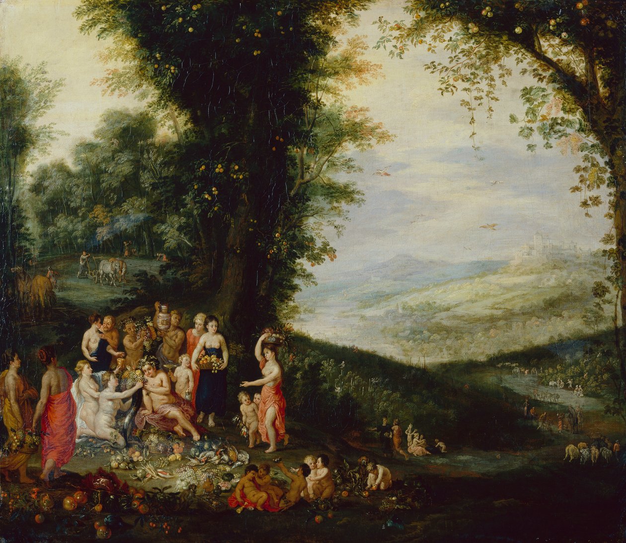 Bacchuksen voitto (öljy paneelille) tekijältä Jan II and Balen Jan van Brueghel