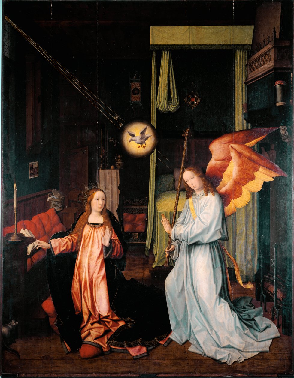 Ilmoitusmaalaus puulle Jan Provost (n. 1465-1529) Dim. 300x200 cm Genes, Galleria di Palazzo Bianco tekijältä Jan II Provost