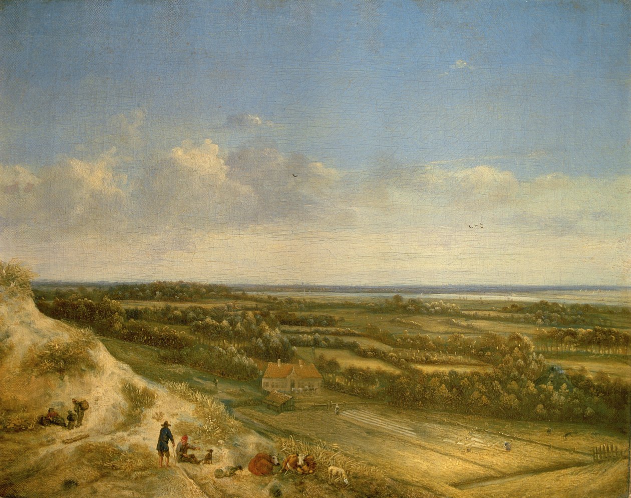 Dyynimaisema, oletettavasti lähellä Santpoortia, n. 1675 (öljy kankaalle) tekijältä Jan II Vermeer van Haarlem