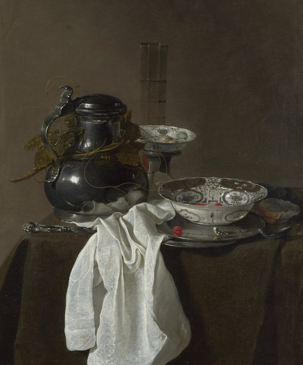 Asetelma tinalipun ja kahden Ming-kulhon kanssa, 1651 tekijältä Jan Jansz. Treck