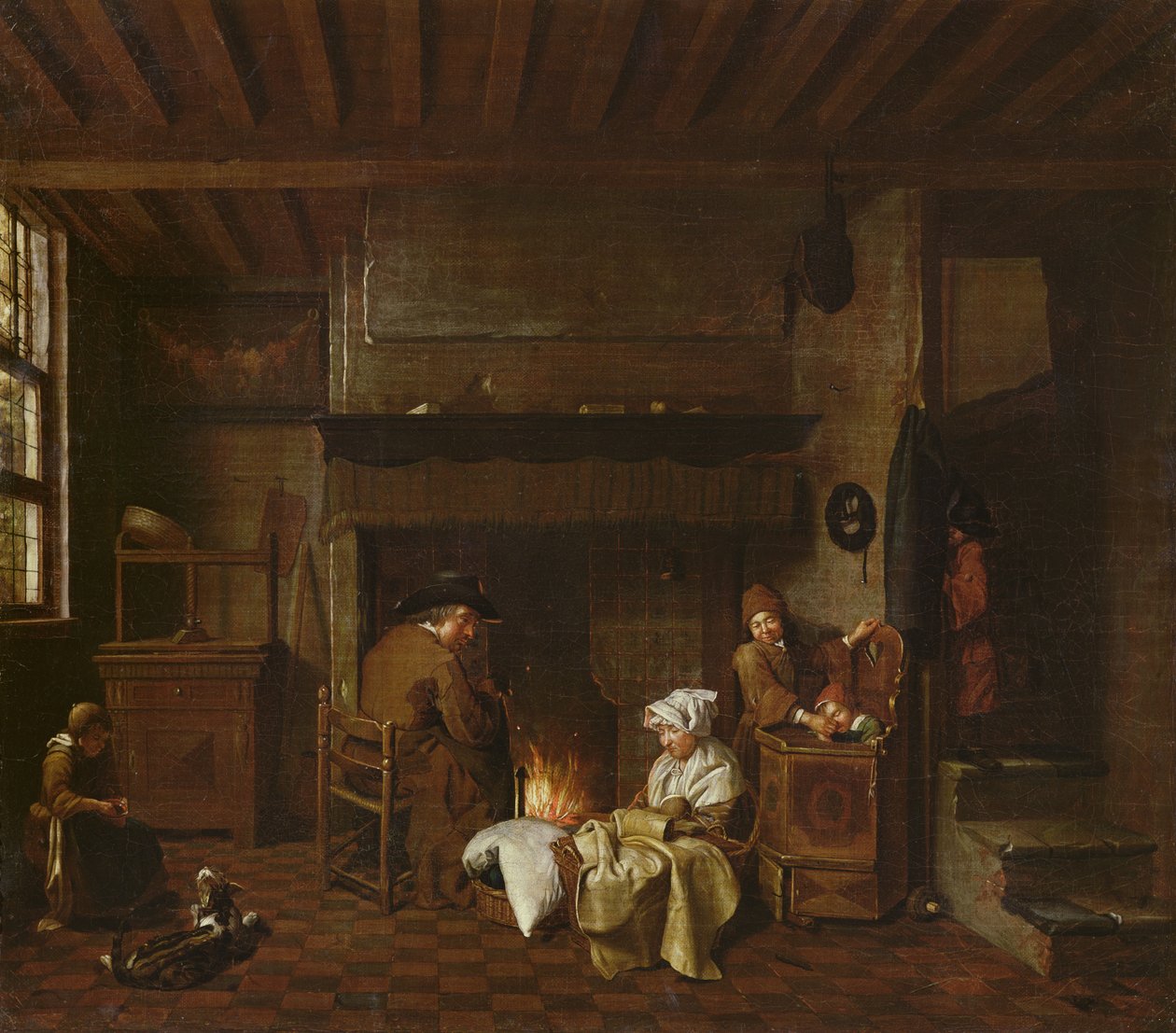 Sisäkuva, savupiipun vieressä tekijältä Jan Josef the Elder Horemans