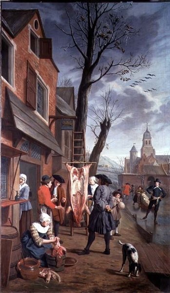 Outside the Butcher (yksi neljästä sarjasta) tekijältä Jan Josef the Younger Horemans