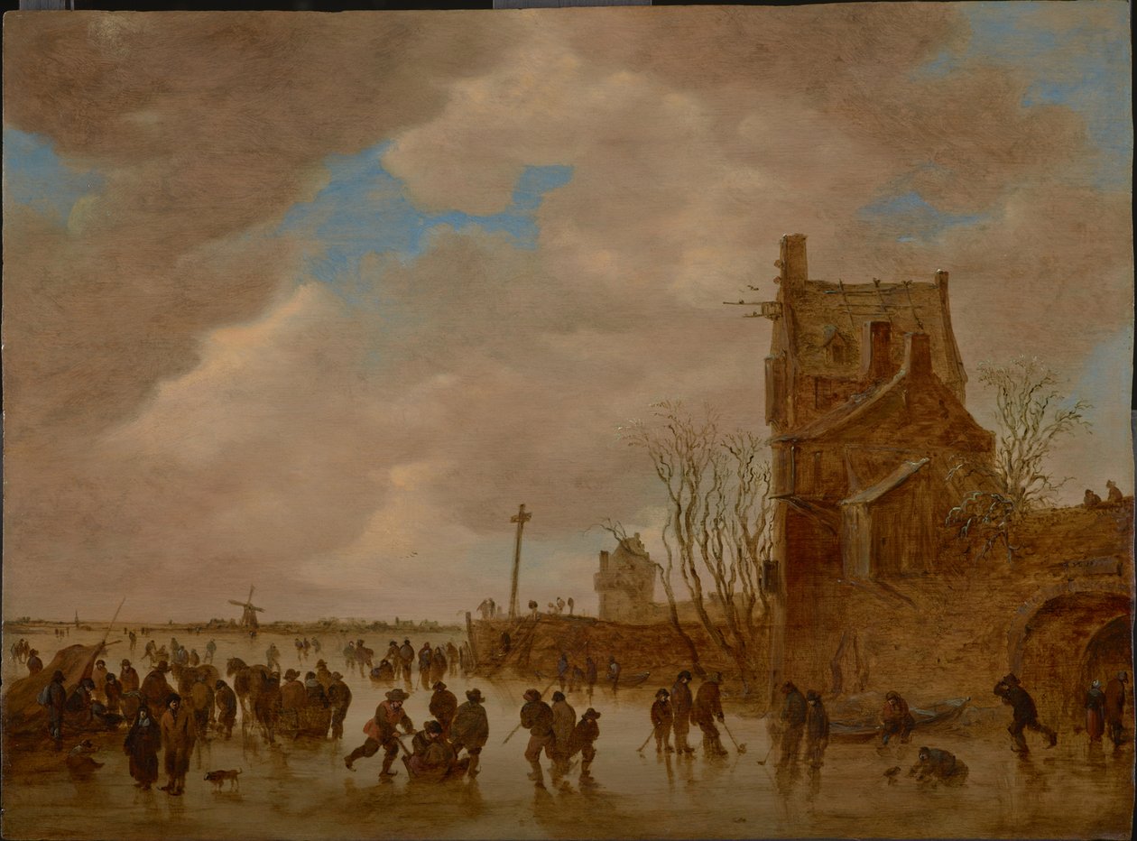 Jäänautintoja siltatornin edessä, 1655 tekijältä Jan Josefsz Goyen van