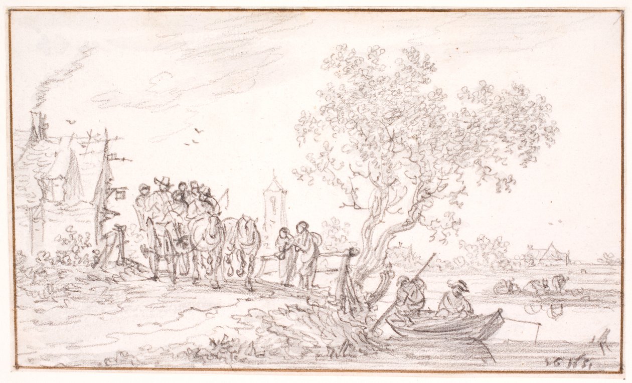 Vaunu matkustajien kanssa majatalossa tekijältä Jan Josefsz van Goyen