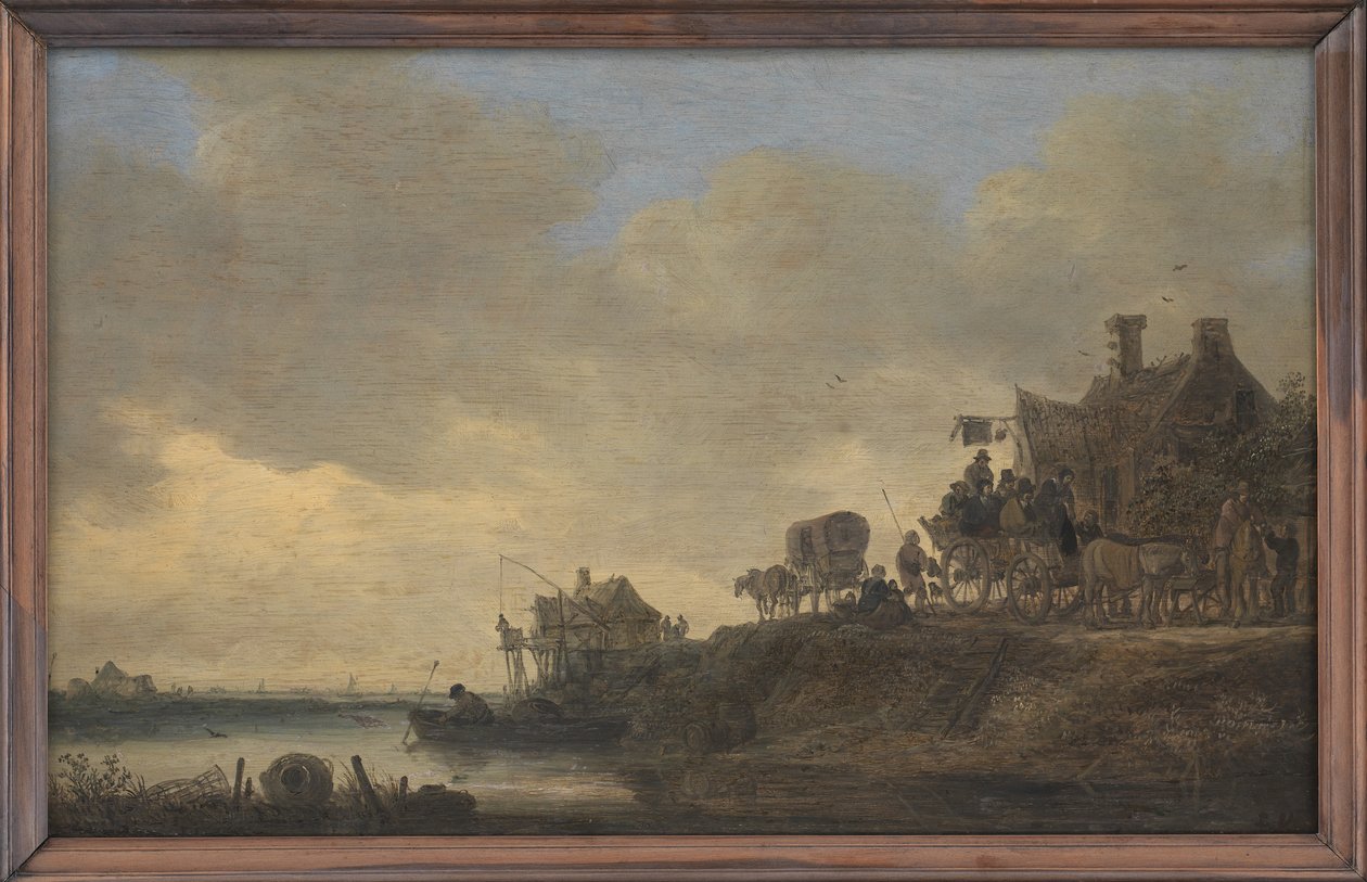 Jokikohtaus "Swan"-tavernalla tekijältä Jan Josefsz van Goyen