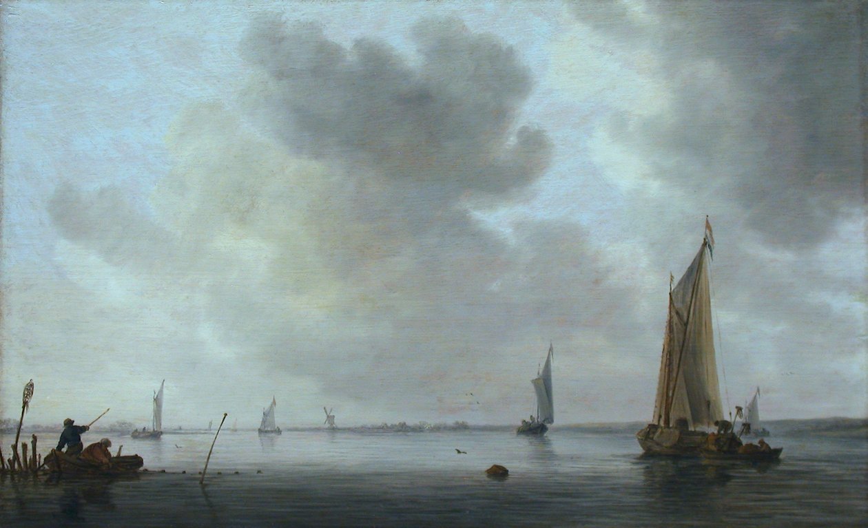 Kalastusveneet jokisuiston edustalla tekijältä Jan Josephsz van Goyen