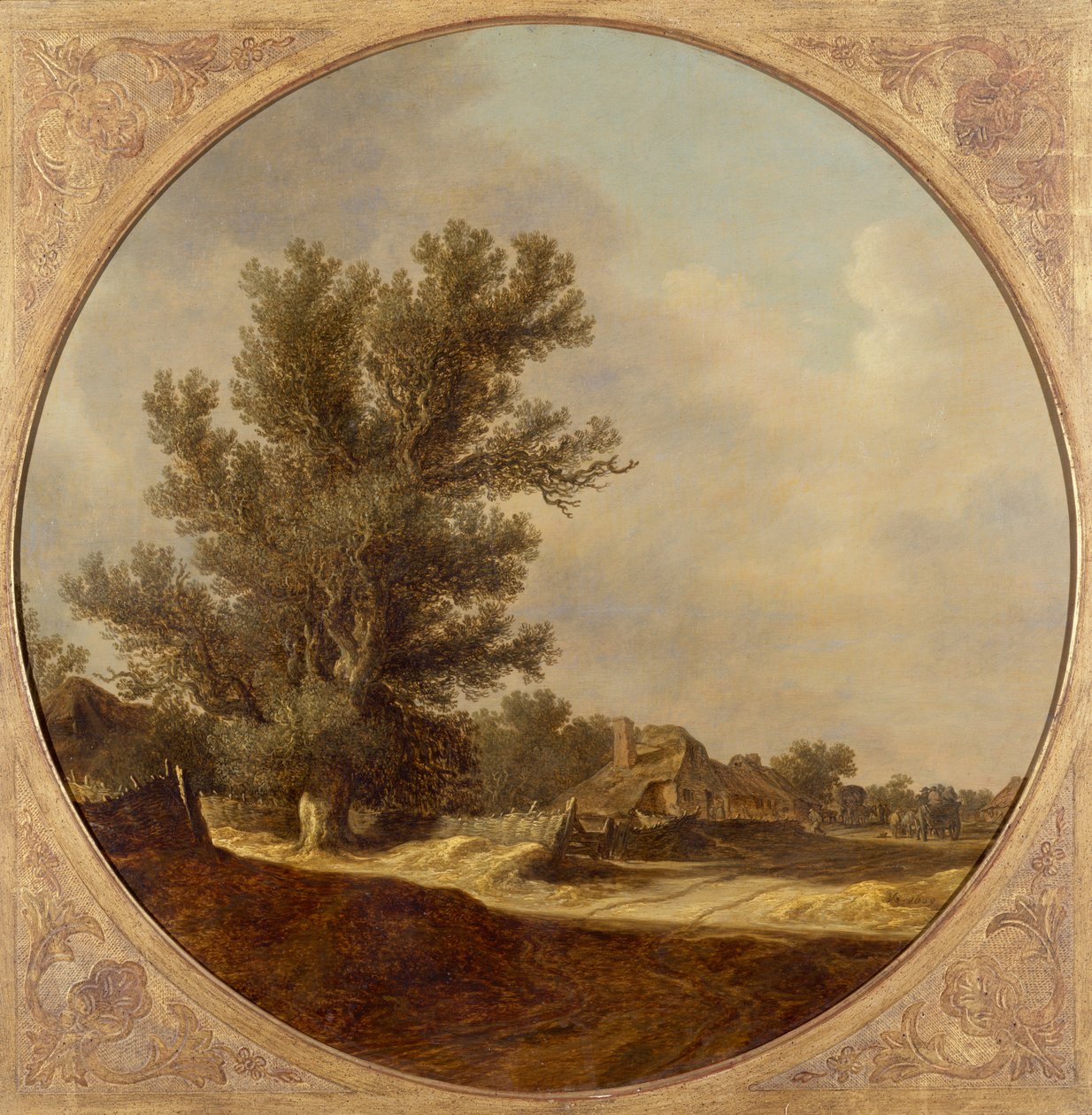 Oak Tree on Country Lane matkustajien kanssa tekijältä Jan Josephsz van Goyen