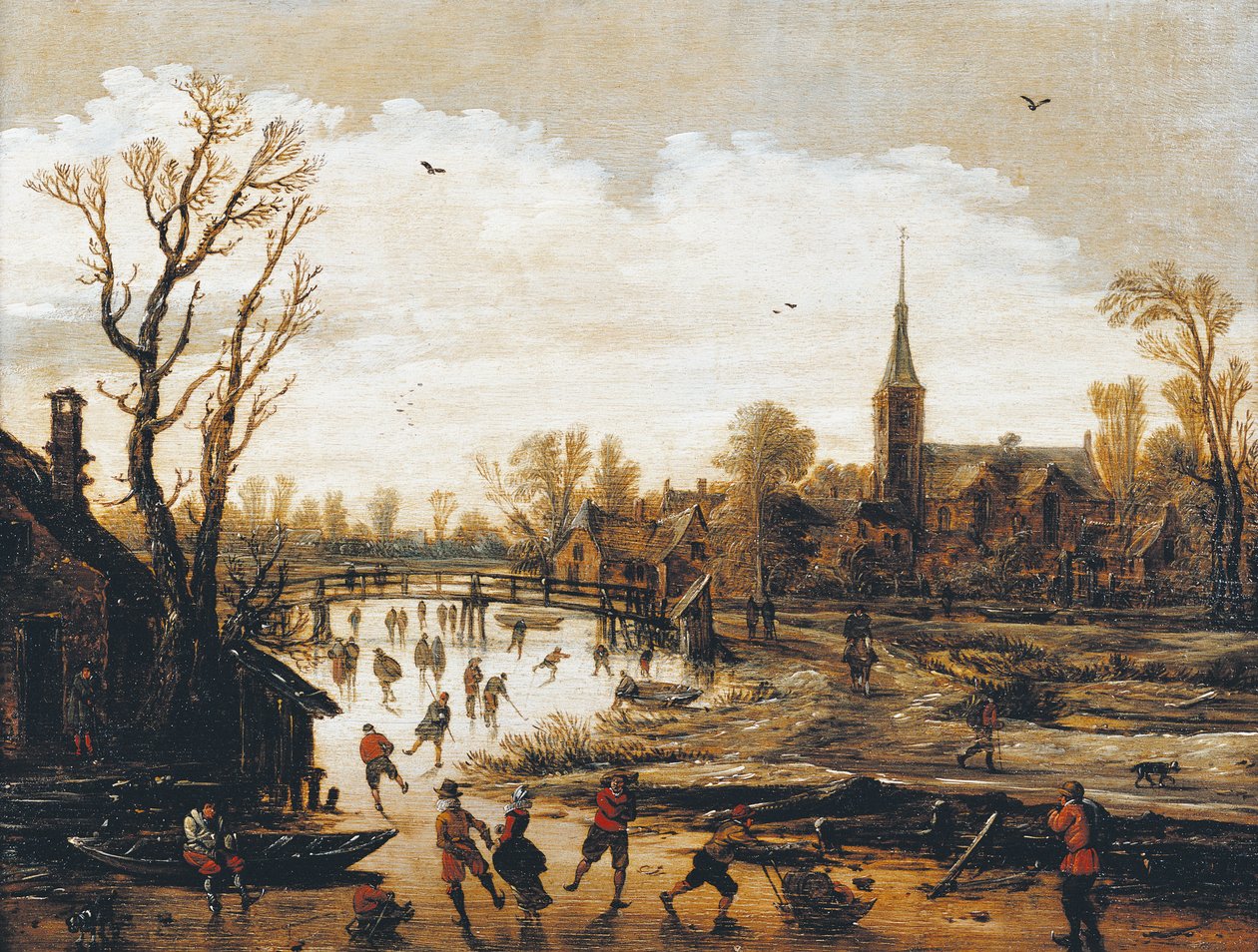 The Skaters, kirjoittanut Jan van Goyen (1596-1656) tekijältä Jan Josephsz van Goyen