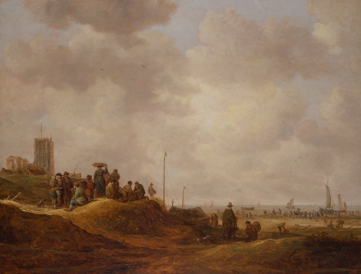 Näkymä Egmond Aan Zeen rannikolle tekijältä Jan Josephsz van Goyen