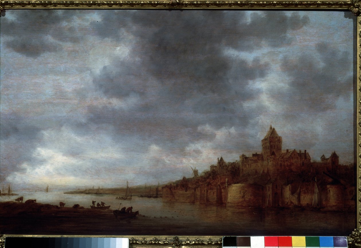 ""Näkymä Waal-joelle Nijmegenissä Hollannissa"" (Nijmegenin Valkhof) Jan Josephsz van Goyenin (1596-1656) maalaus 1649 Pushkin-museo Moskova tekijältä Jan Josephsz van Goyen